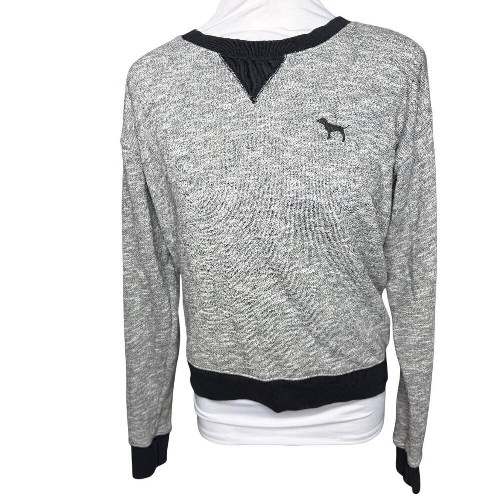 PINK Victoria's Secret boyfriend signature dog shirt gray black XS